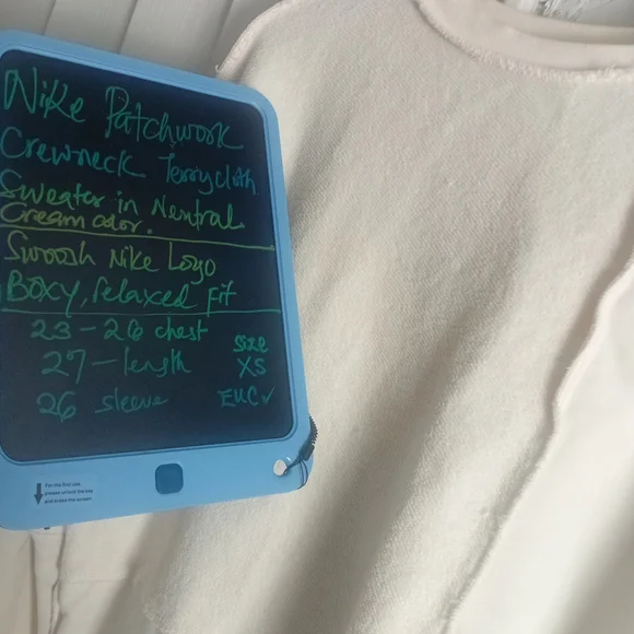 NIKE terrycloth Patchwork Oversized L/sleeve Sweater Gender Neutral cream XS-L - Picture 4 of 6